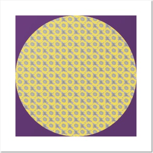 Fine Yellow Daisy Floral Pattern Circle Posters and Art